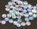 6mm AB luster clear czech glass rondelle spacer beads, 50pc