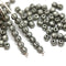 3mm Heavy silver wash black melon shape glass beads, 4gr
