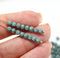 3mm Frosted turquoise melon shape glass beads, black stripes, 4gr