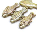 24x11mm Picasso Czech glass fish beads, 4pc