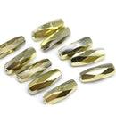 15x6mm Gold coated long bicones czech glass beads - 10Pc