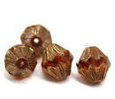 13x11mm Topaz Czech glass large baroque bicones, gold luster, 4Pc