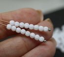 3mm White melon shape glass beads, 4gr