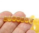 5x7mm Frosted amber topaz teardrops czech glass beads, 50pc