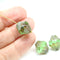 13x11mm Antique green Czech glass large baroque bicones, picasso finish, 4Pc