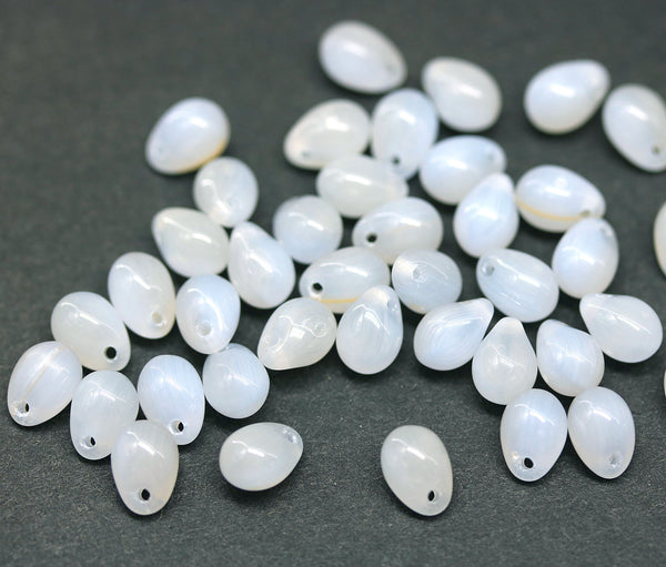 5x7mm Opal pale blue teardrops czech glass beads, 50pc