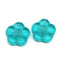 22mm Teal large czech glass flower beads, 2pc