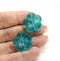 22mm Teal large czech glass flower beads, 2pc