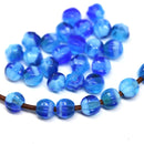 1.5mm hole dark blue mixed 6mm melon shape beads - 30pc