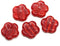 22mm Red striped large czech glass flower beads, 2pc