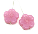 22mm Opal pink large czech glass flower beads, 2pc