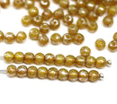 4mm Opal yellow Czech glass round druk spacers silver wash, approx.90Pc