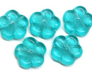 22mm Teal large czech glass flower beads, 2pc