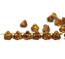 7mm Button style flower Czech glass beads Picasso brown - 25pc
