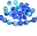1.5mm hole blue mixed 6mm melon shape beads - 30pc