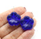 22mm Dark blue large czech glass flower beads, 2pc