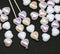 6mm White heart Czech glass beads, AB finish, 40pc