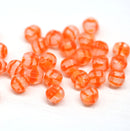1.5mm hole orange 6mm melon shape beads with stripes - 30pc