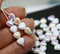 6mm White heart Czech glass beads, AB finish, 40pc