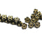 7mm Button style flower glass beads Black gold inlays - 25pc