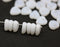 9mm Alabaster white leaf beads Czech glass triangle leaves, 30pc