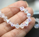 6mm Clear bicone Czech glass beads, AB finish, 30Pc