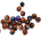 1.5mm hole blue brown 6mm melon shape beads - 30pc