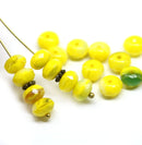 5x8mm Yellow Czech glass beads, Fire polished gemstone cut rondels, 20Pc