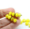5x8mm Yellow Czech glass beads, Fire polished gemstone cut rondels, 20Pc