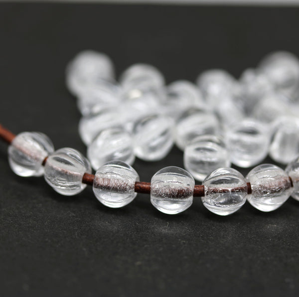 1.5mm hole crystal clear mixed 6mm melon shape beads - 30pc