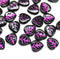 9mm Black heart shaped triangle leaf czech glass, pink inlays, 30pc