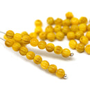 4mm Opaque mixed yellow melon shape glass beads, 50pc