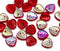 9mm Dark red heart shaped triangle leaf czech glass, AB finish, 30pc