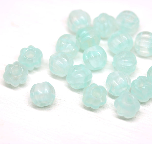 2.5mm hole mint green mixed 8mm melon shape beads - 20pc