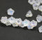 7mm Button style flower glass beads crystal clear AB finish - 25pc