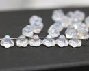 7mm Button style flower glass beads crystal clear AB finish - 25pc