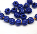 2.5mm hole dark blue mixed 8mm melon shape beads - 20pc