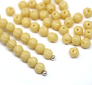 4mm Opaque beige melon shape glass beads, 50pc