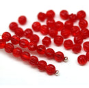 4mm Opal red melon shape glass beads, 50pc
