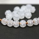 2.5mm hole frosted clear white stripes 8mm melon shape beads - 20pc