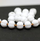 2.5mm hole opaque white 8mm melon shape beads - 20pc