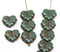 11x13mm Dark green maple leaf czech glass beads picasso luster finish 20pc