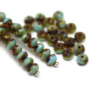 3x5mm Blue brown picasso rondelle beads, czech glass, 40pc