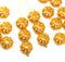 9mm Opal yellow Czech glass daisy flower beads, copper wash, 20pc
