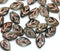 12x7mm Dark green leaf czech glass beads, copper wash, 30pc