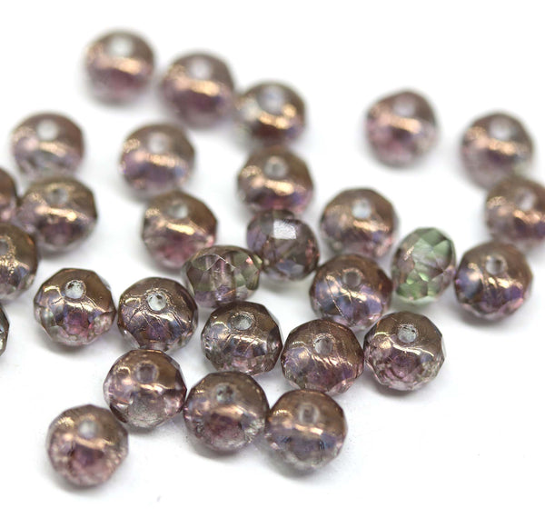 3x5mm Pale green luster rondelle beads, czech glass, 40pc