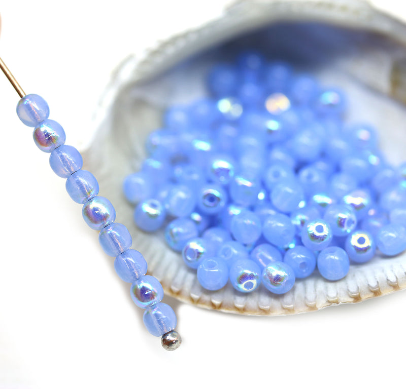 3mm Periwinkle blue beads Czech glass small druk spacers, 8g