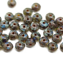 3x5mm Pale blue picasso rondelle beads, czech glass, 40pc