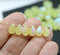 6x9mm Frosted yellow AB finish czech glass teardrop beads, 40pc