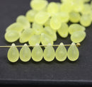 6x9mm Frosted yellow czech glass teardrop beads, 40pc